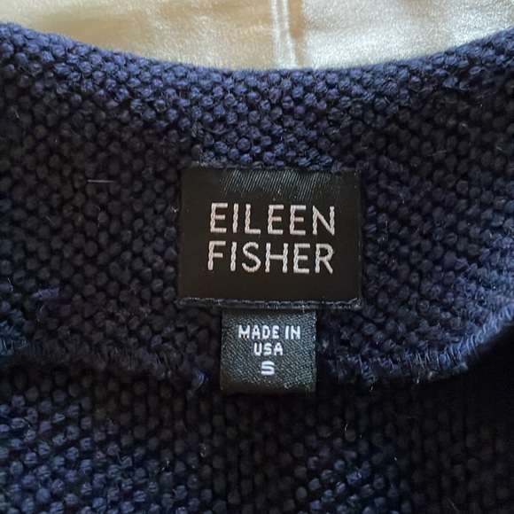 Eileen Fisher: Navy Waffle Weave Jacket with snap closure - Picture 7 of 10